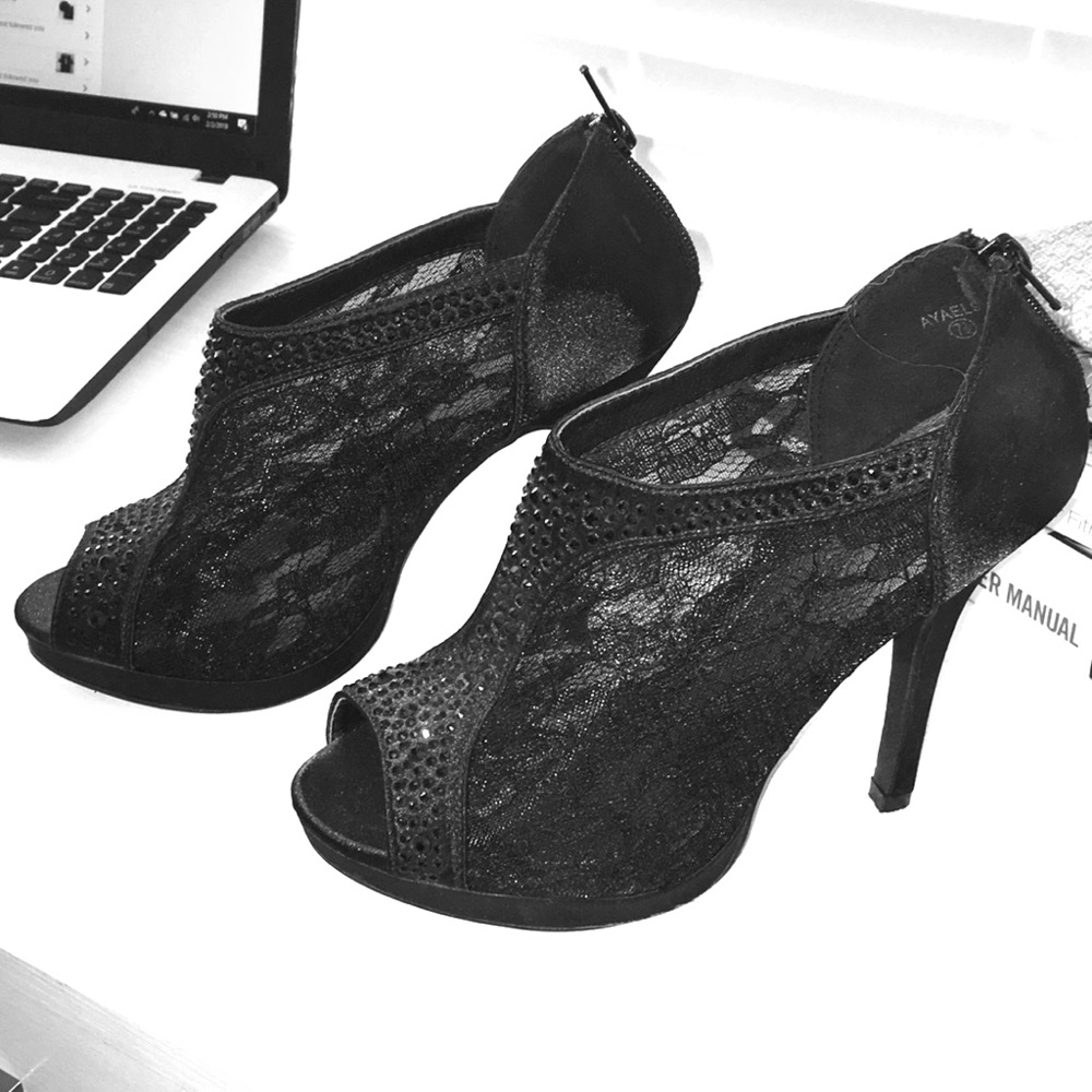 Black lace heels from David’s Bridal